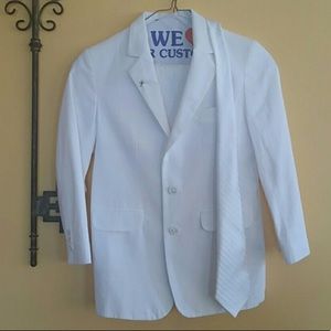 Boys white seersucker communion suit